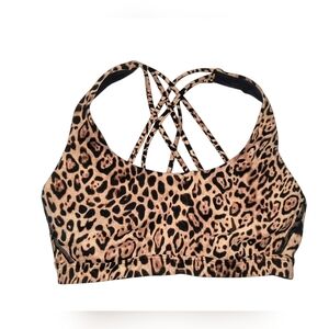 Victoria's Secret Brown & Black Leopard Print Criss-Cross Strap Sports Bra S
